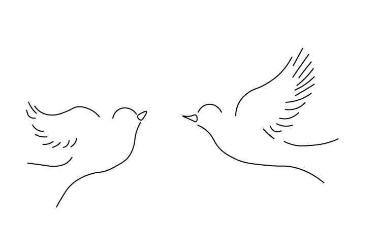 Couple Birds Line drawing