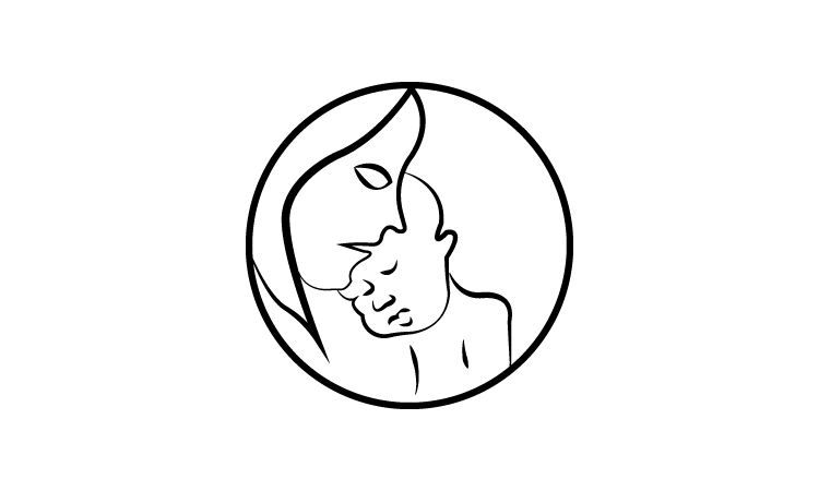 Mother with baby line drawing for kids
