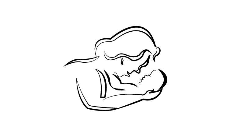Mother with Child Line Drawing