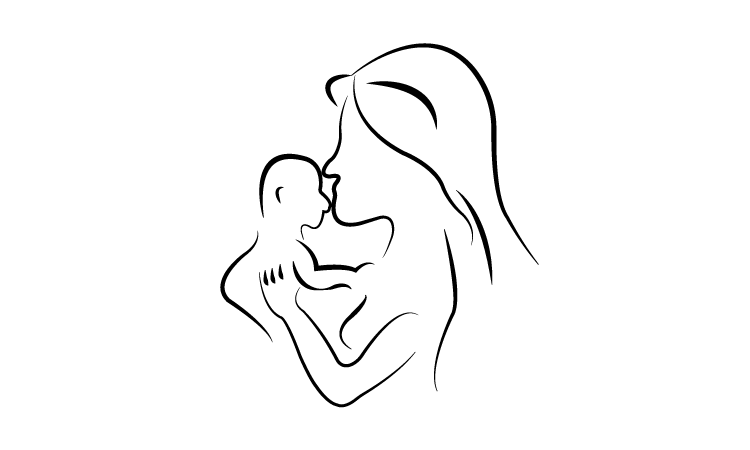 Line Drawing Mother and child
