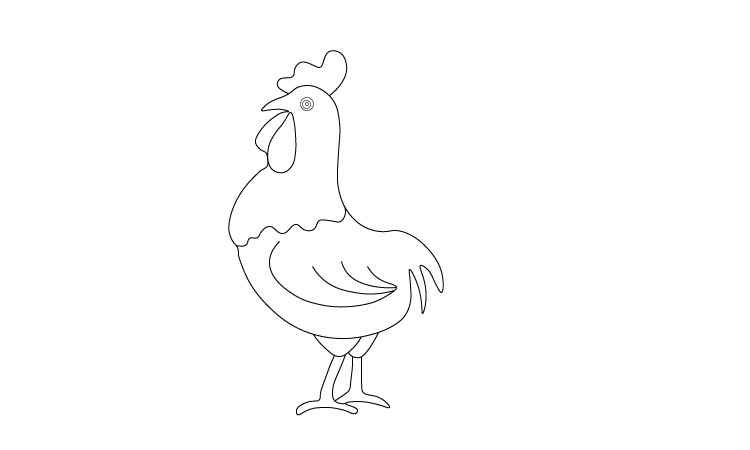 Rooster line drawing for kids