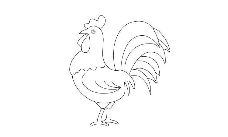 cute rooster line drawing