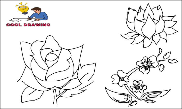 Out line Drawing Flowers