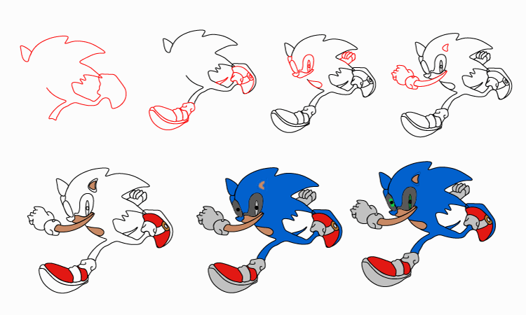 Sonic Drawing Step by Step