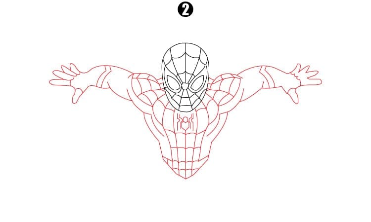 Spiderman Drawing Step 2
