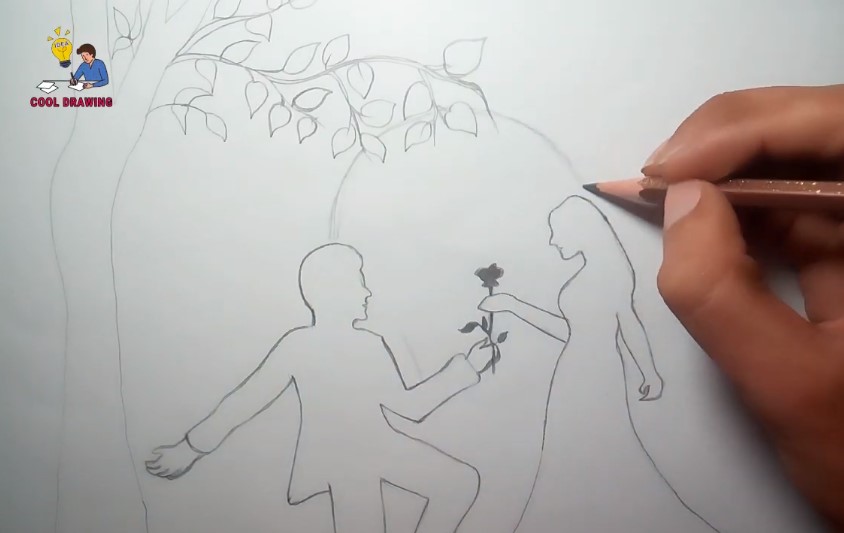 Romantic Propose Scenery Drawing - Cool Drawing Idea