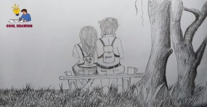 Draw couple sitting - Cool Drawing Idea