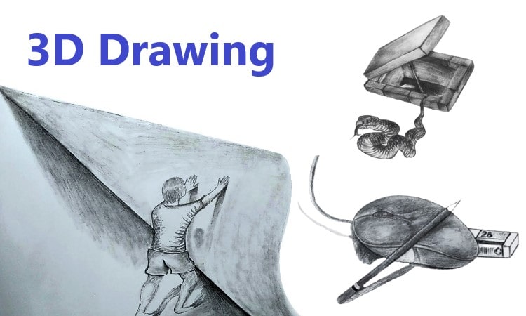 how to draw 3d drawing on paper
