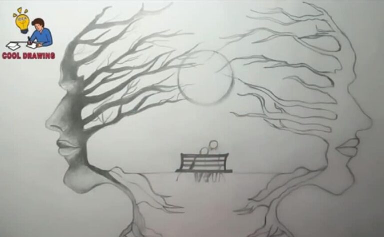 Creative Scenery Drawing With Pencil - Step By Step - Cool Drawing Idea