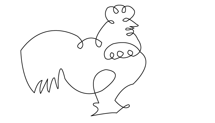 Rooster line drawing
