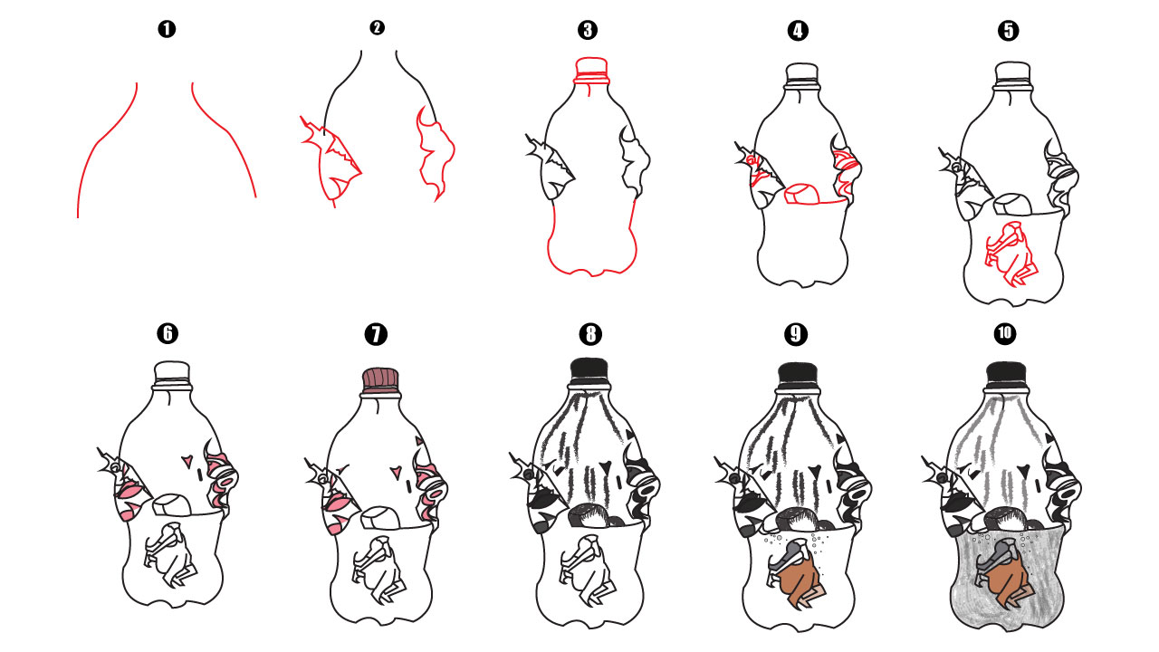 Bottle Drawing step by step