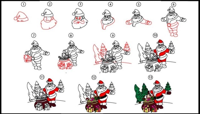 Draw a Santa Claus step by step