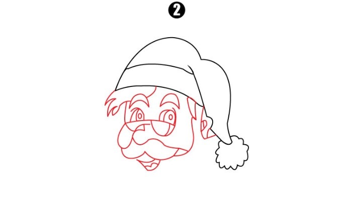 Drawing Santa Claus step2