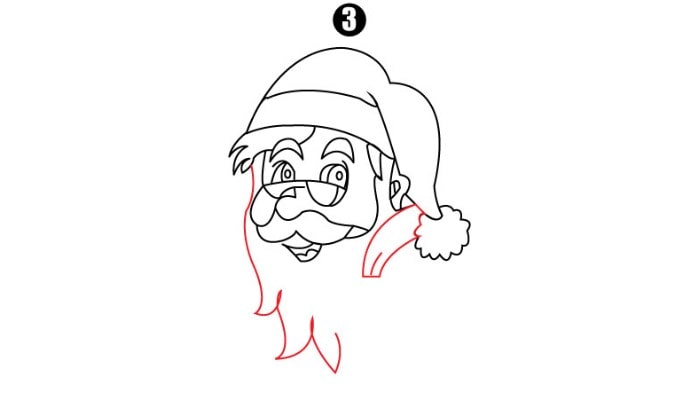 Drawing Santa Claus step3