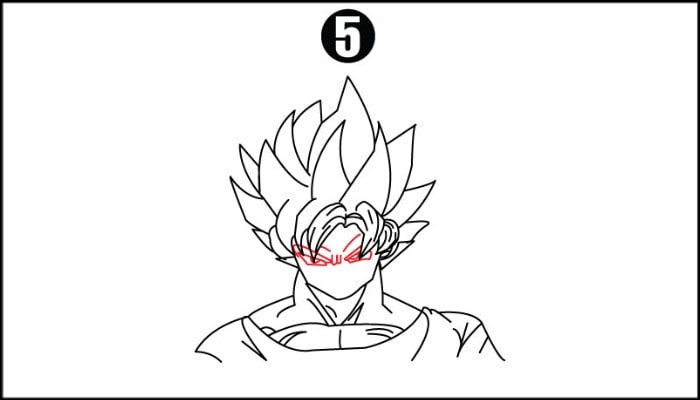 Drawing of goku step5