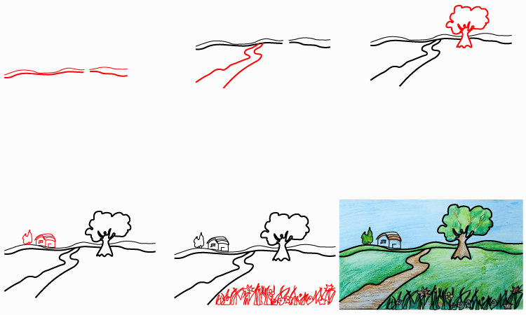 Landscape Drawing Step by Step