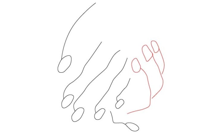 Holding Hands Drawing step 3