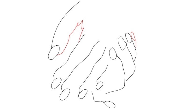 Holding Hands Drawing step 4