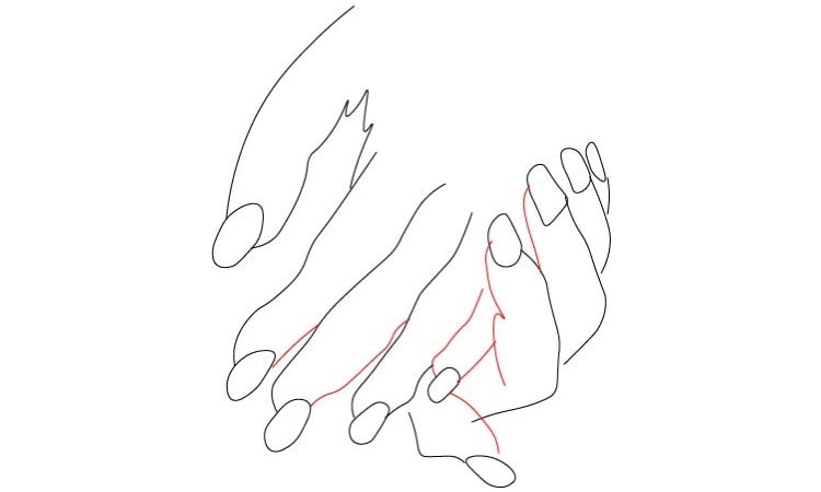 Holding Hands Drawing step 5