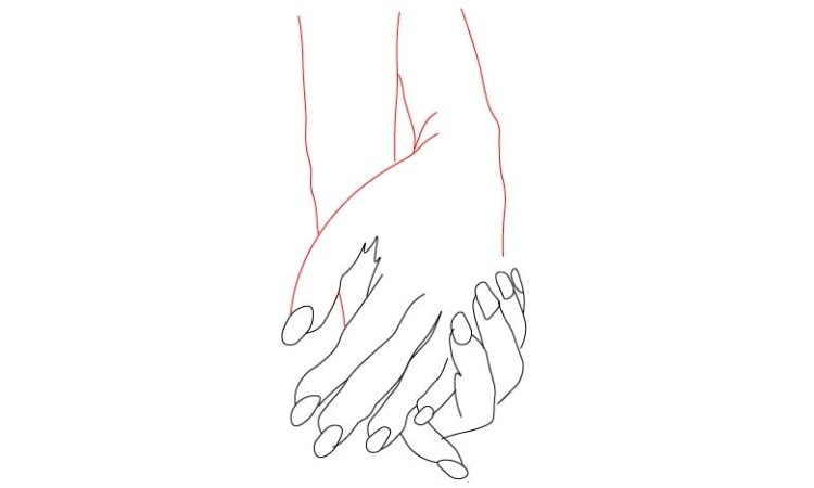 Holding Hands Drawing step 6