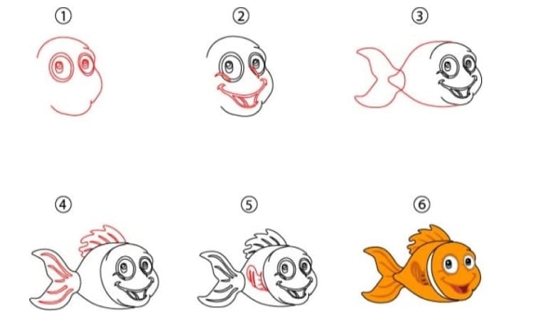 Goldfish Drawing Step By Step