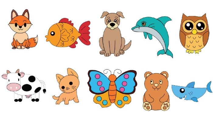 Icons with domestic animal kids drawing Royalty Free Vector-saigonsouth.com.vn