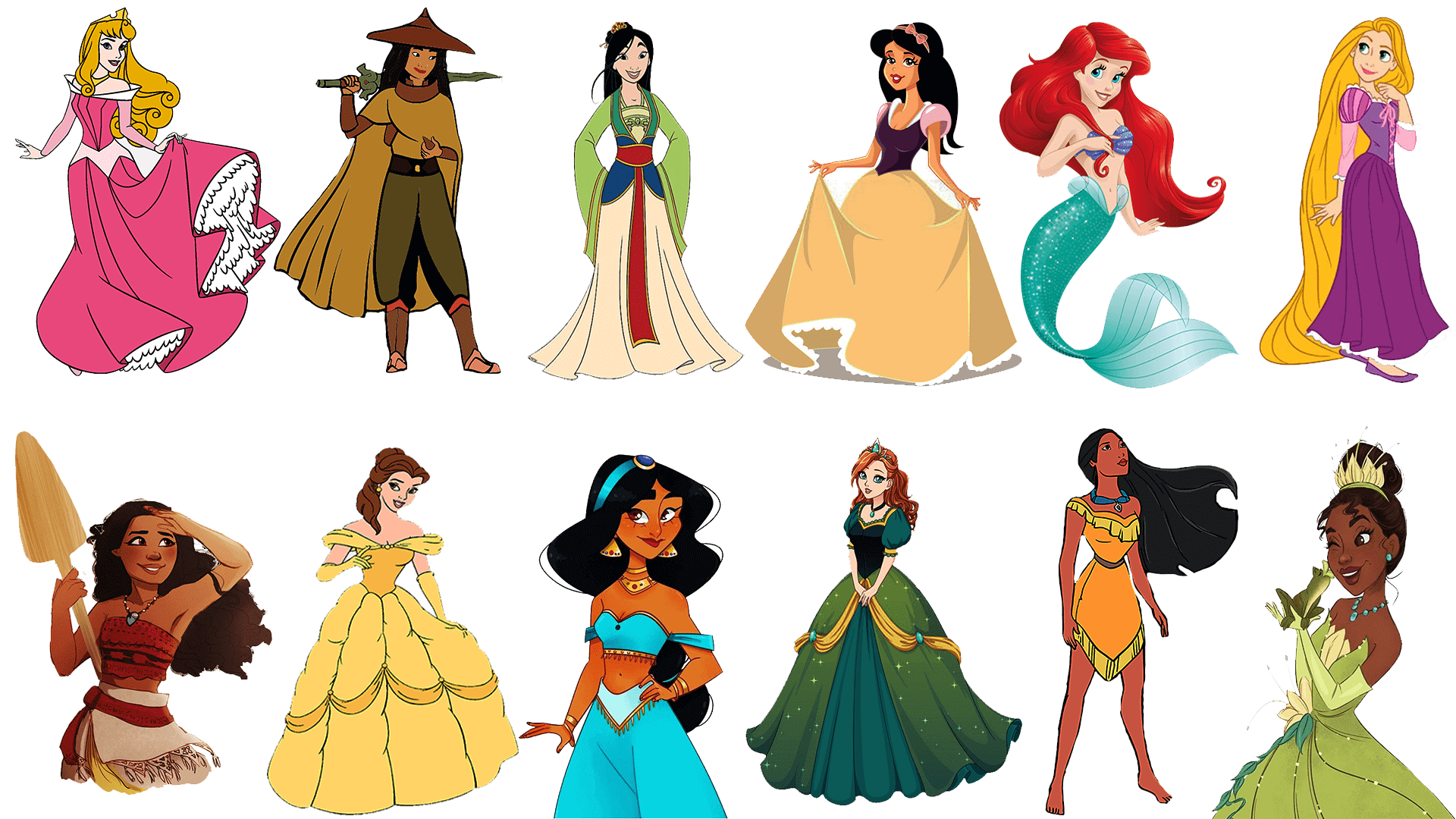 12 Disney princess drawings