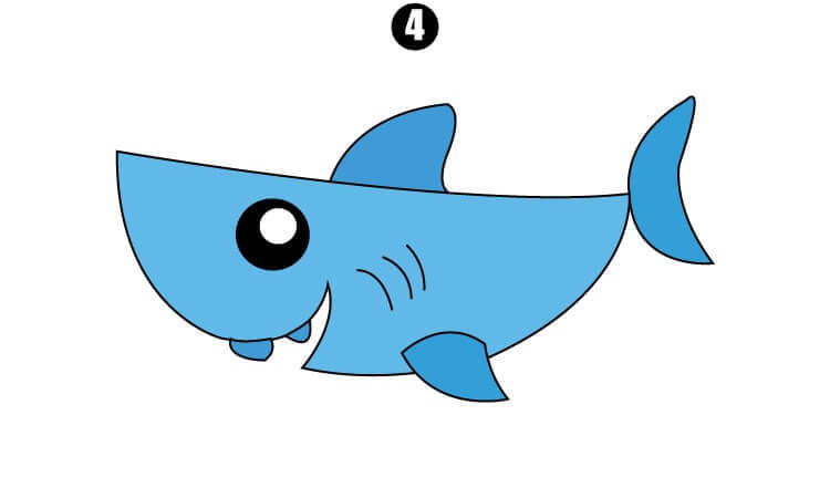 Cute Shark Drawing step4