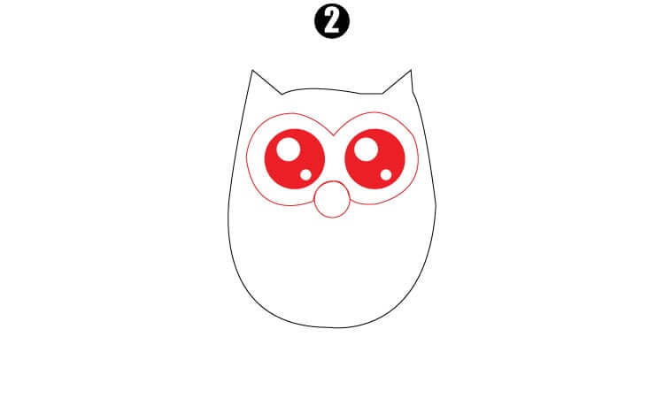 Cute owl drawing step2