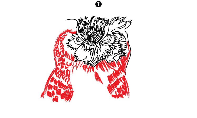 Owl Face Drawing step7