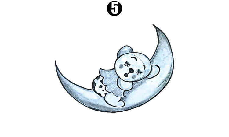 Teddy Bear Sleeping On The Moon step5