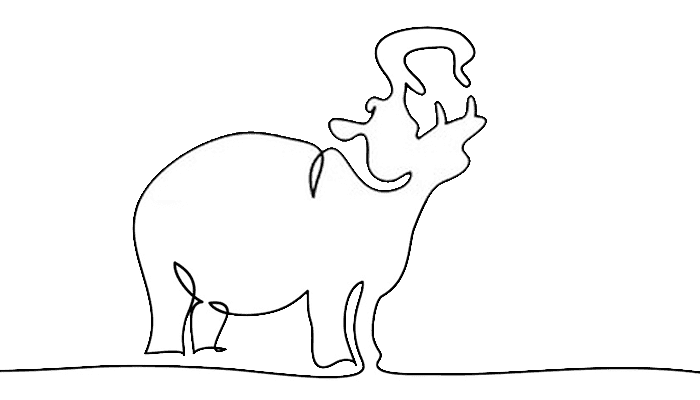 Hippopotamus line Drawing