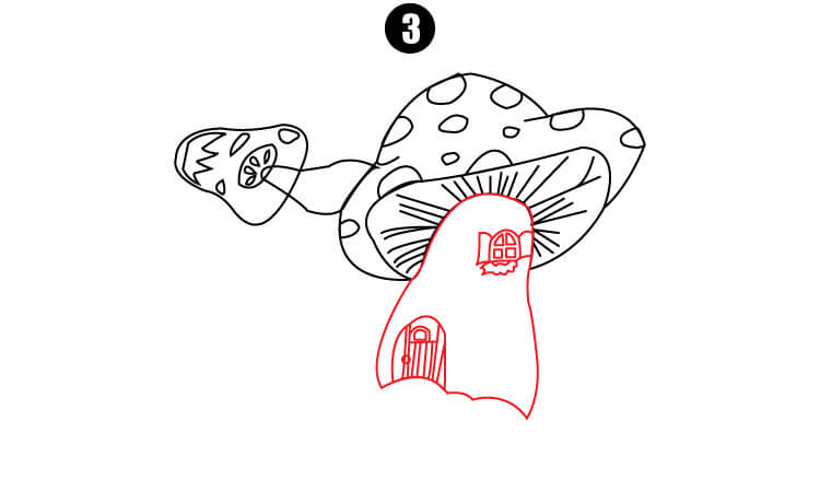 Mushroom House Drawing step3