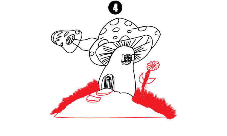 Mushroom House Drawing step4