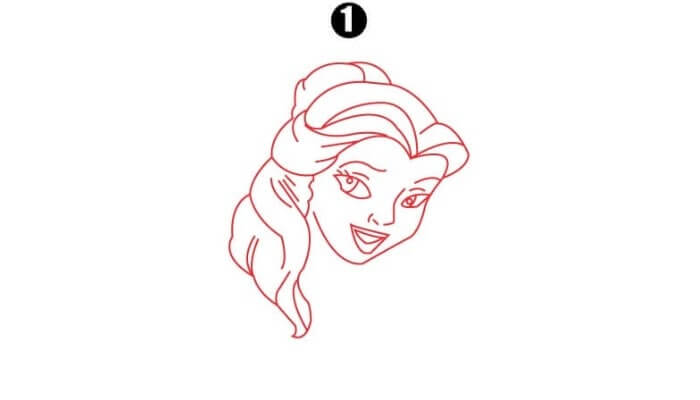 Princess Belle Drawing Step1