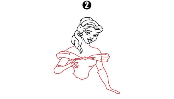 Princess Belle Drawing Step2