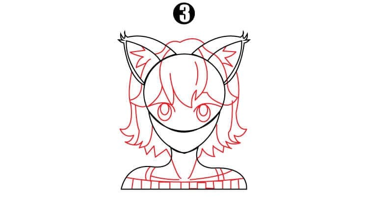 Anime Cat Girl Drawing Step3
