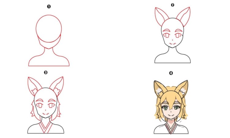 Anime Fox Girl Drawing Step By Step