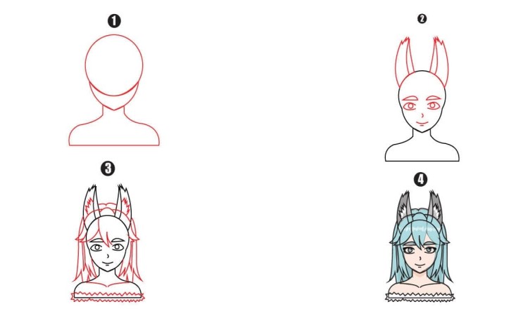 Anime Wolf Girl Drawing Step By Step