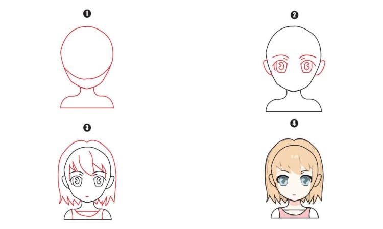Cute Anime Girl Drawing Step By step