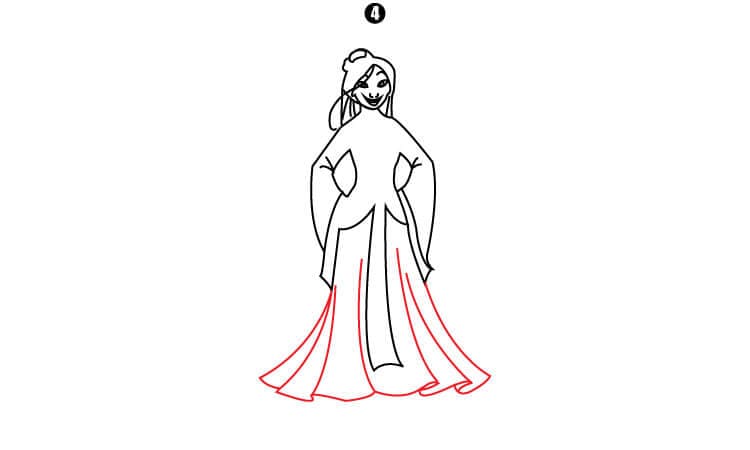 Princess Mulan Drawing Step4