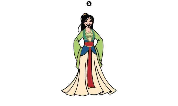 Princess Mulan Drawing Step5