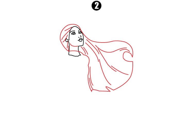 Princess Pocahontas Drawing Step2