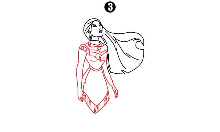 Princess Pocahontas Drawing Step3