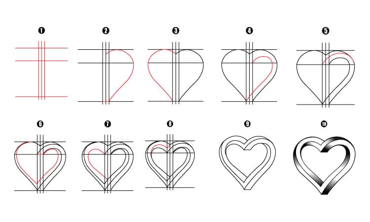 How to Draw 3D Impossible Heart - Cool Drawing Idea