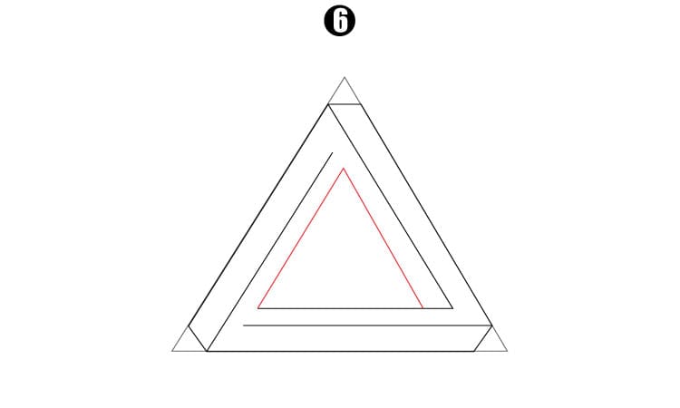 3D Penrose Triangle Drawing Step 6