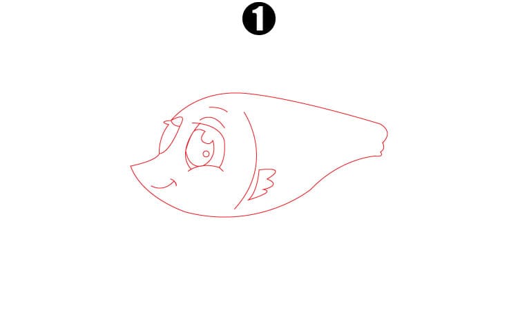 Betta Fish Drawing Step1