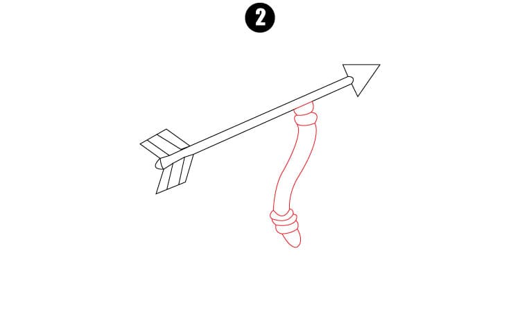 Bow and Arrow Drawing Step 2