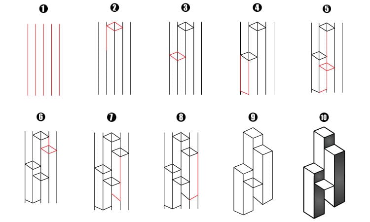 Draw 3D Skyscrapers Step by step