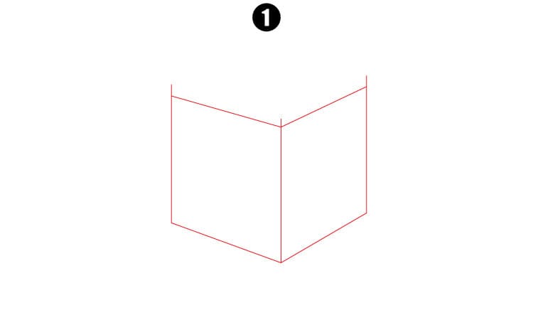 How to Draw 3D Impossible Cube Step 1